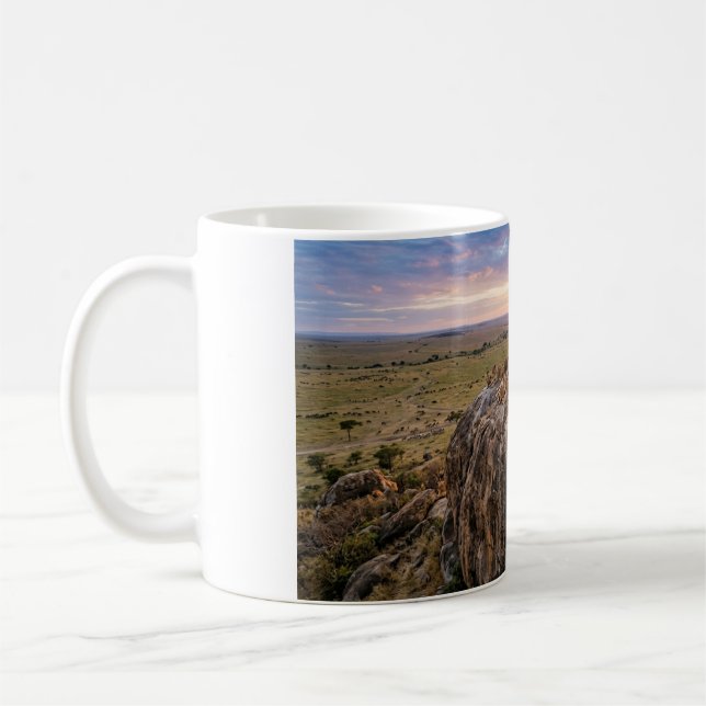 Lejonflock vilar på en klippa kaffemugg (Vänster)