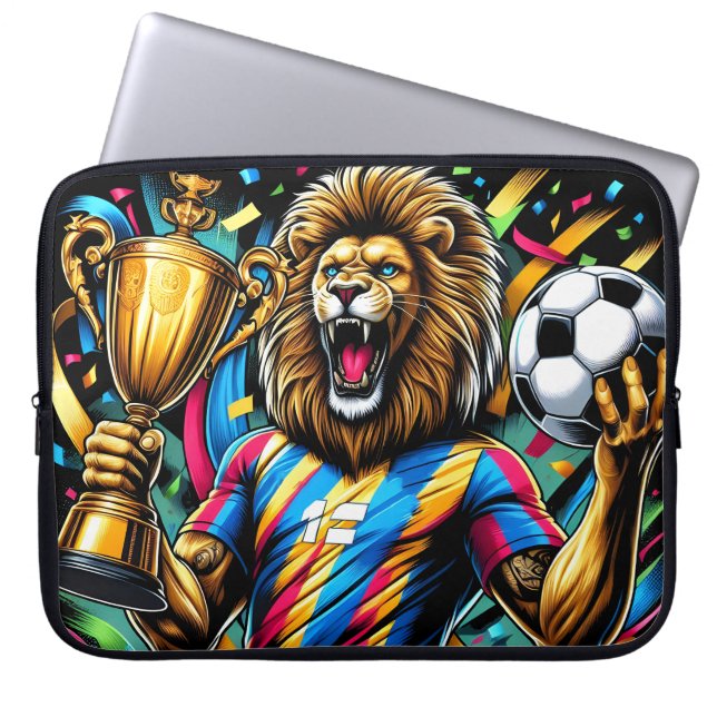 Lejonfotbollsmästerskapstrofej Fotbollsseger Laptop Fodral (Framsidan)