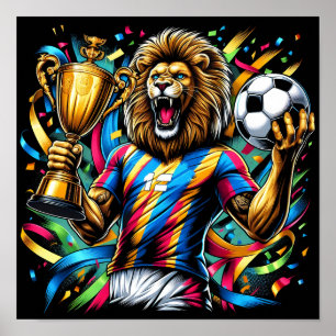 Lejonfotbollsmästerskapstrofej Fotbollsseger Poster