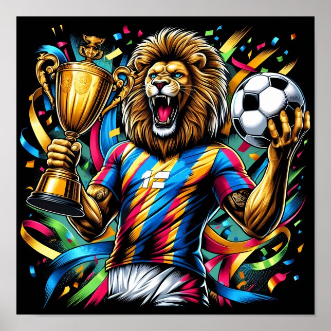 Lejonfotbollsmästerskapstrofej Fotbollsseger Poster (Framsidan)