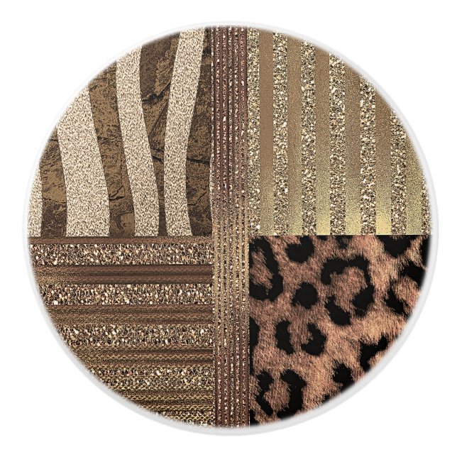 Lejonhona Safari Chic Djungel Guld Modern Glans Knopp (Framsidan)
