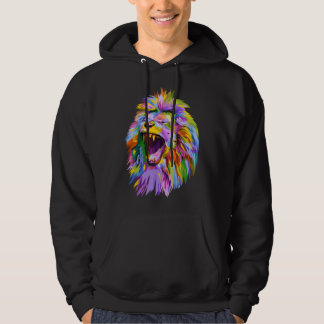 Lejonhuvud Färgrik Grafisk Hoodie