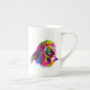 Lejonhuvud Prismatiskt Pop Art-design-62502 Benporslin Mugg