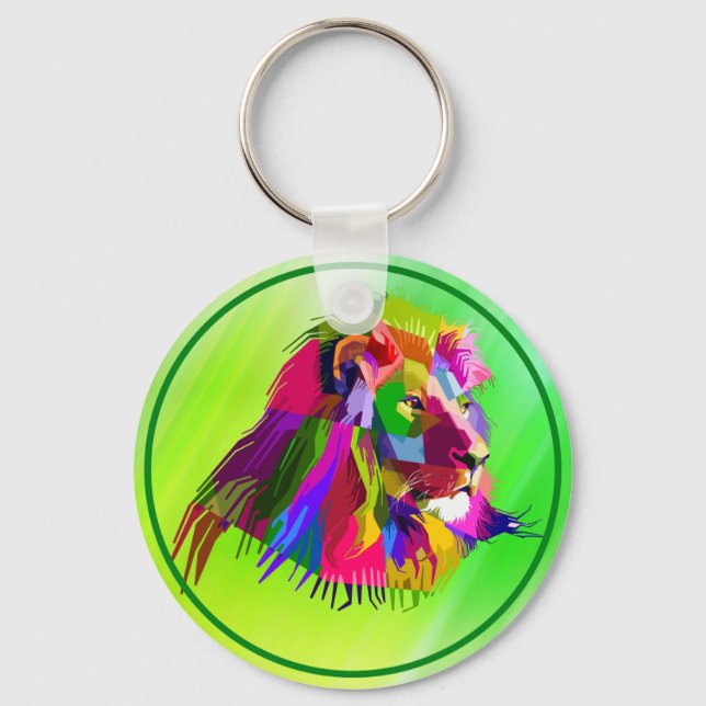 Lejonhuvud Prismatiskt Pop Art-design-62502 Nyckelring (Framsida)