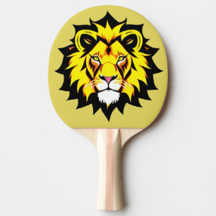 Lejonhuvudillustration med invecklad detalj pingisracket