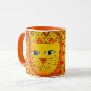 Lejonillustration i vattenfärg med mönster mugg