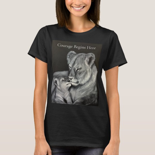 Lejoninna och unge - Mod börjar här T Shirt (Framsida)