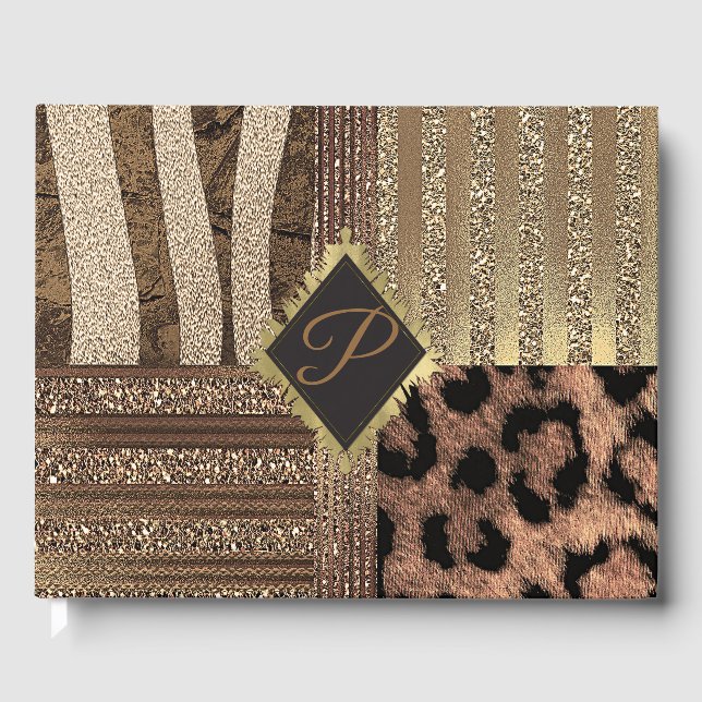 Lejoninna Safari Chic Djungel Glam Modern Bröllop Gästböcker (Framsida)