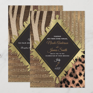Lejoninna Safari Chic Djungel Glam Modern Bröllop Inbjudningar