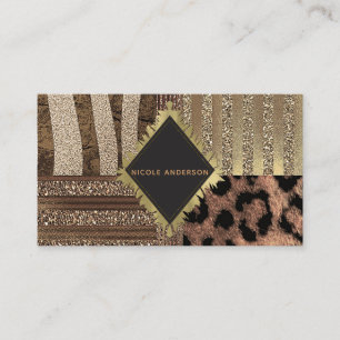 Lejoninna Safari Chic Djungel Glamour Guld Glitter Visitkort