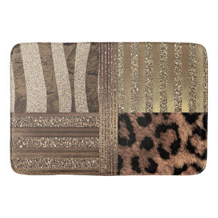 Lejoninna Safari Chic Djungel Guld Modern Glitter Badrumsmatta