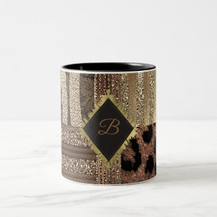 Lejoninna Safari Chic Djungel Guld Modern Glitter Två-Tonad Mugg
