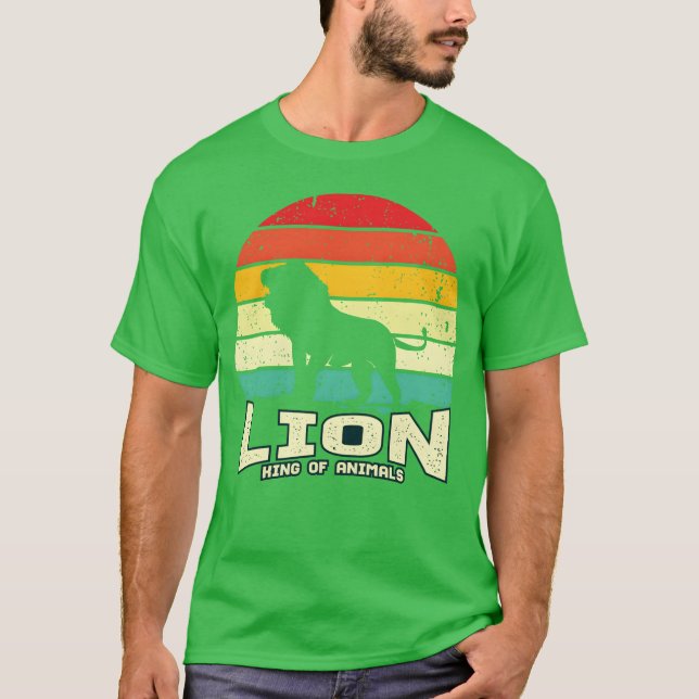Lejonkung Av Djur retro T Shirt (Framsida)