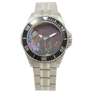 Lejonkung och ungar armbandsur