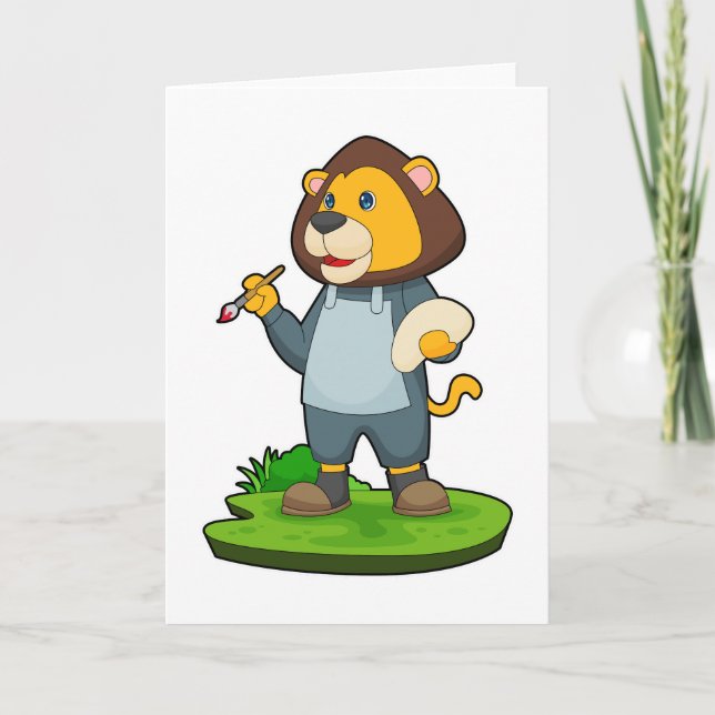 Lejonmålning Målarpensel Kort (Framsida)