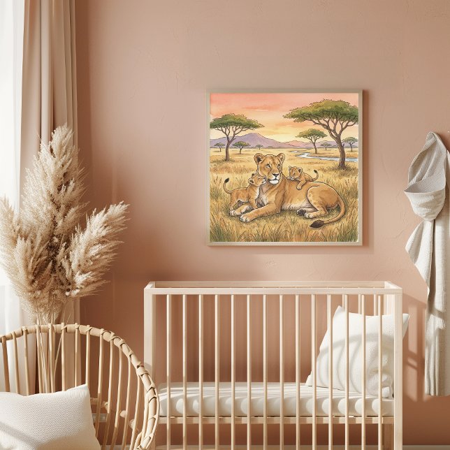 Lejonmamma och Ungar Nursery Poster (Skapare uppladdad)