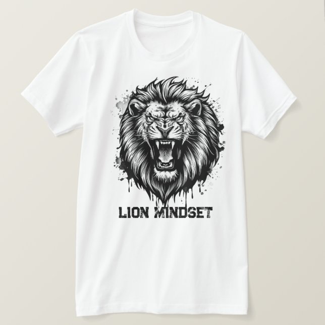 Lejonmentalitet Kraftfull Lejongrafik Djur T Shirt (Design framsida)
