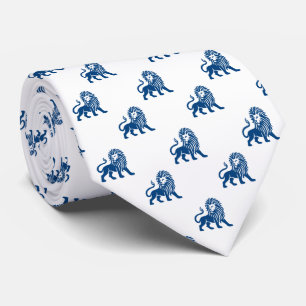 Lejonmönster - Shibori Blå på Vitt Slips