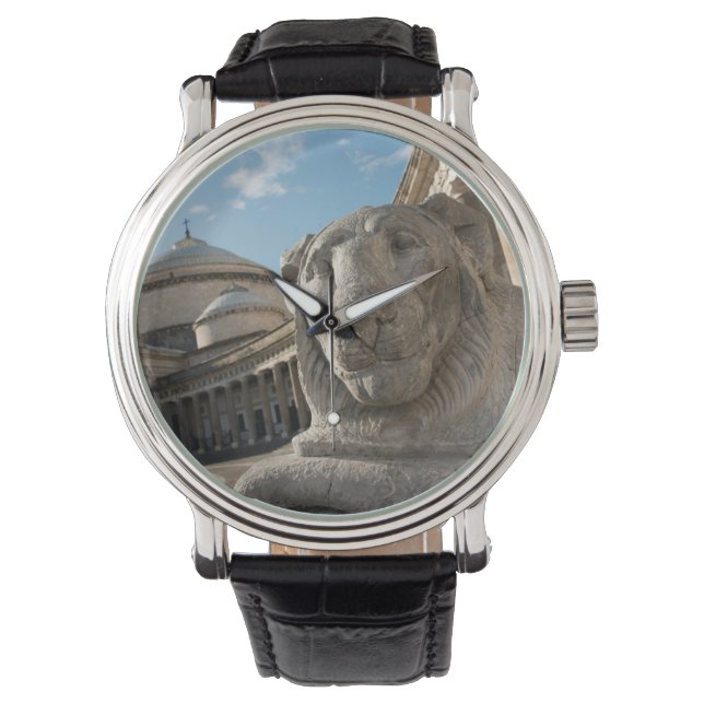 Lejonstaty framför San Francesco di Paola Armbandsur (Framsida)
