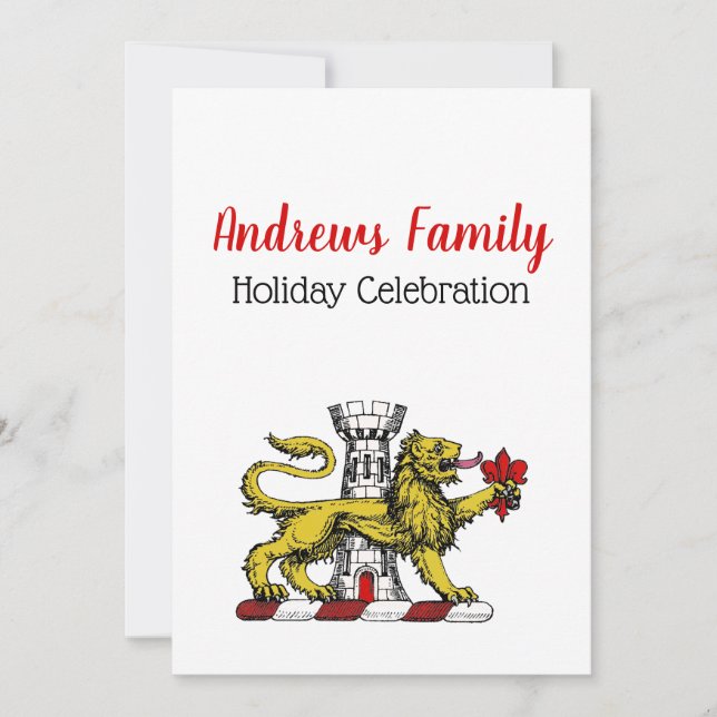Lejonstorn Fleur de Lis-kam emblem C Inbjudningar (Framsida)