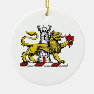 Lejonstorn Fleur de Lis-kam emblem C Julgransprydnad Keramik