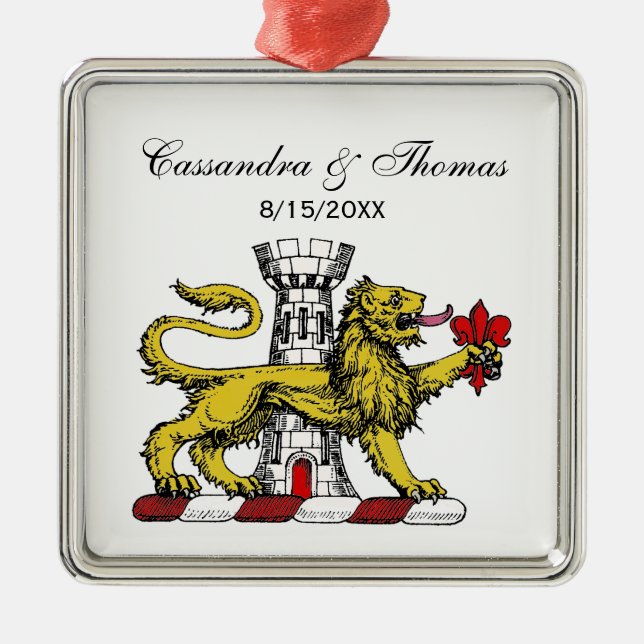 Lejonstorn Fleur de Lis-kam emblem C Julgransprydnad Metall (Framsidan)