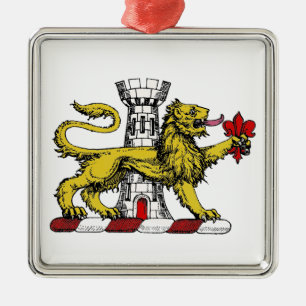 Lejonstorn Fleur de Lis-kamämblem C Julgransprydnad Metall