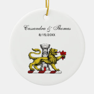 Lejonstorn Fleur de Lis Krönande Emblem C Julgransprydnad Keramik