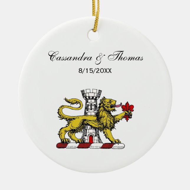 Lejonstorn Fleur de Lis Krönande Emblem C Julgransprydnad Keramik (Framsidan)