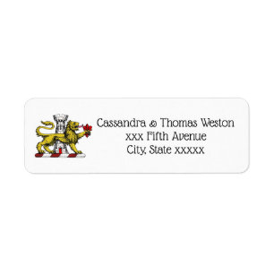 Lejonstorn Fleur de Lis Krönande Vapen Emblem C Returadress Etikett