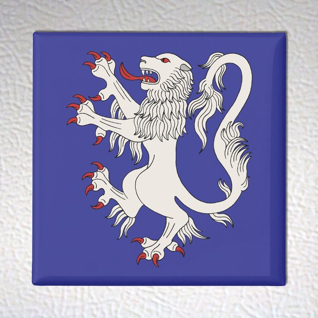 Lejont ampant Argent Magnet (Lion Rampant Argent Magnet on White Fridge)