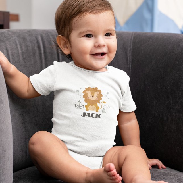 Lejont anpassad för kute t shirt (Cute Lion Customized Baby Bodysuit
)