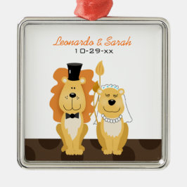 Lejont bröllop kopplar ihop den beställnings- julgransprydnad metall