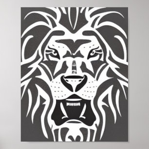 Lejont dekalvitt på grått poster