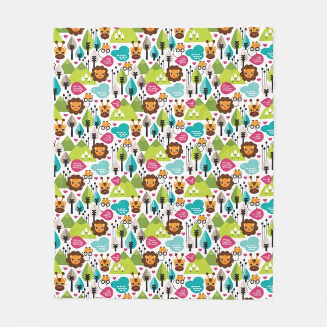 lejont djurliv för retro ungesafari fleecefilt (Framsidan)