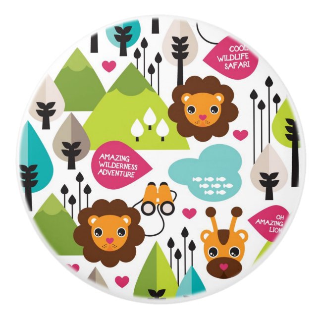 lejont djurliv för retro ungesafari knopp (Framsidan)