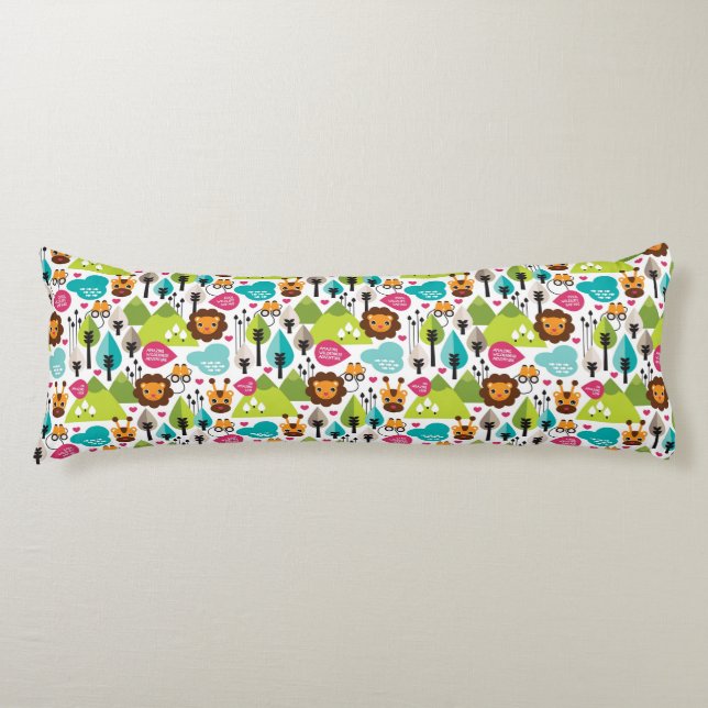 lejont djurliv för retro ungesafari kroppskudde (Framsidan)