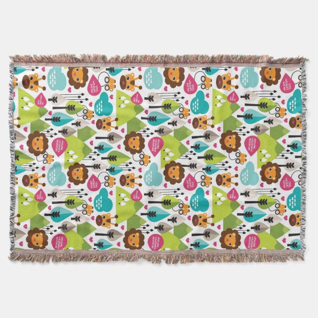 lejont djurliv för retro ungesafari mysfilt (Framsidan)