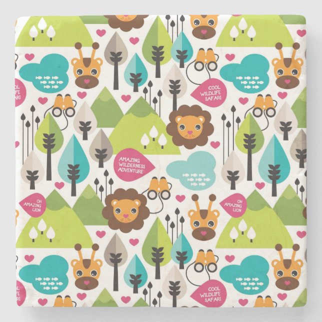 lejont djurliv för retro ungesafari underlägg sten (Framsidan)