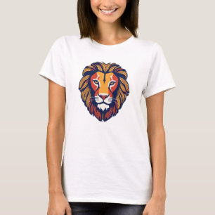 Lejont emblem i kosmetisk geometrisk geometri t shirt