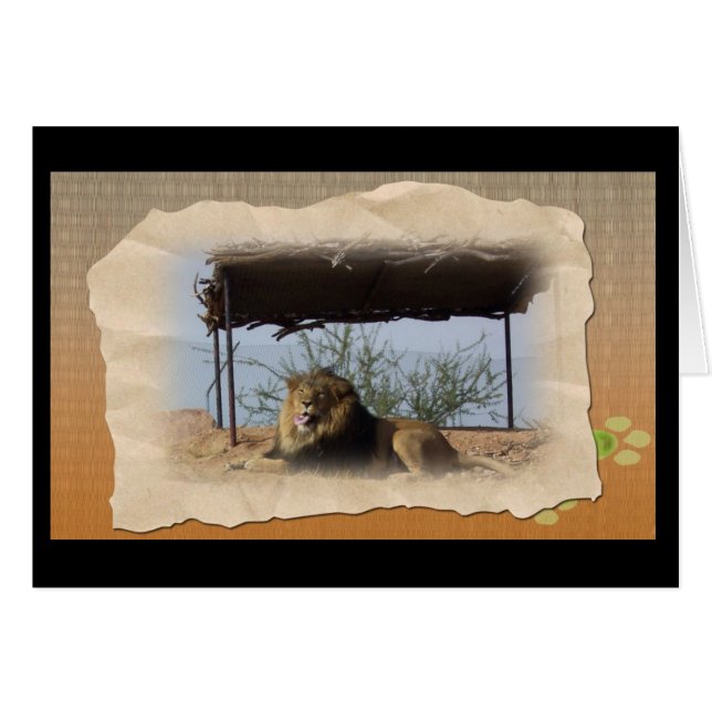 Lejont fånig hälsningskort (Framsidan Horizontal)