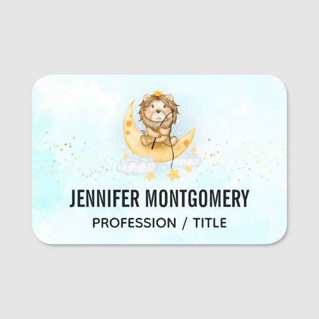 Lejont fiske efter sötvatten i Måne Namnbricka (Framsida)