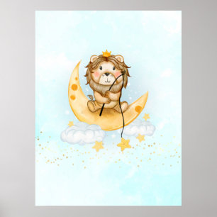 Lejont fiske efter sötvatten i Måne Poster