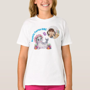 Lejont foto från Cute Whimsical Blommigt Sea Barns T Shirt