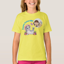 Lejont foto från Cute Whimsical Blommigt Sea Barns T Shirt