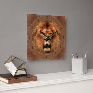 Lejont 🦁 fyrkantig klocka