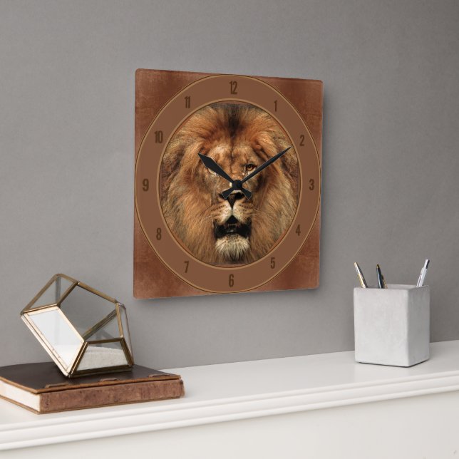 Lejont 🦁 fyrkantig klocka (Kontor)
