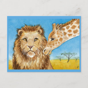 Lejont, Giraffe, afrikanskt djurvykort Vykort