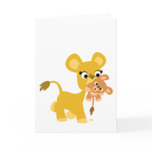 Lejont hälsningskort för tecknad och Unge