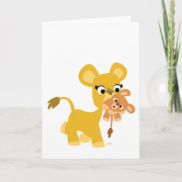 Lejont hälsningskort för tecknad och Unge Kort